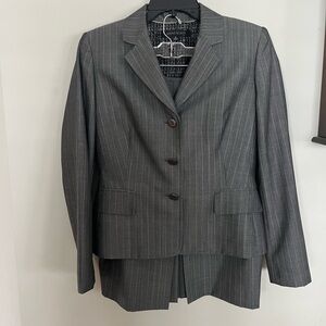 Anne Klein Gray Pinstripe Blazer with Skirt Classic Business Style
